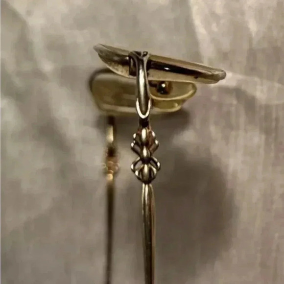 SAKS FIFTH AVENUE S5A182 Geometric Dark Gold Full Rim Fashion Flex Eyeglasses - Picture 3 of 5